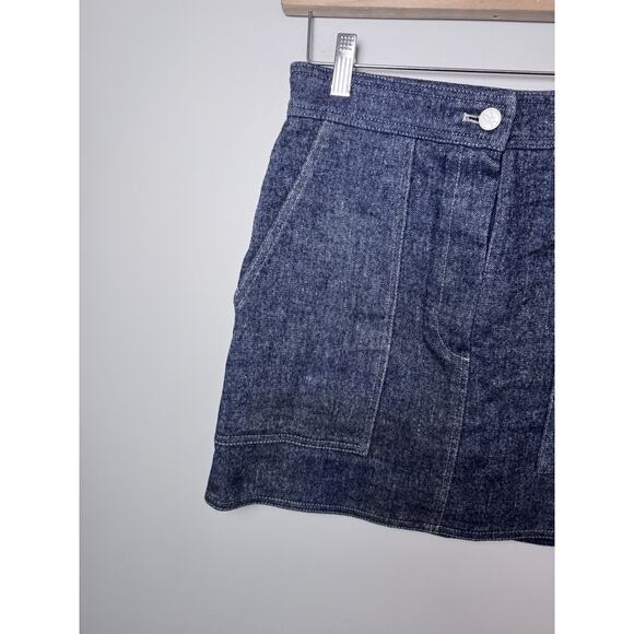 LVIR LA Project Mélange Denim Mini Skirt Blue Sz M Zip Fly Mid Wash Pockets NWT - Picture 13 of 15